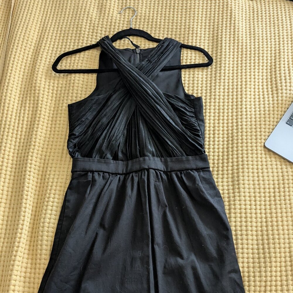 A/X Armani Exchange black cocktail mini dress, chic and sleek twist front